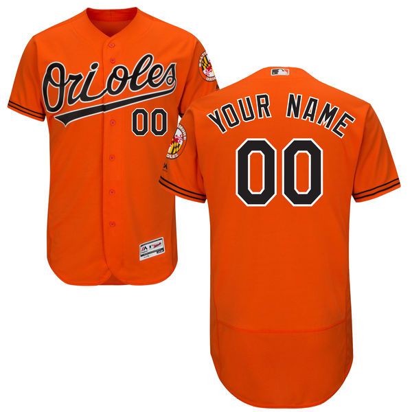 Men Baltimore Orioles Majestic Alternate Orange Flex Base Authentic Collection Custom MLB Jersey